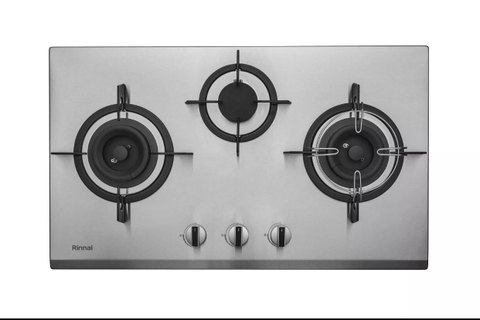 Bếp âm 3 bếp Gas Rinnai model RB-38HS thép không gỉ, RB-38HG màu đen tráng kính chống xước, chống bám bụi