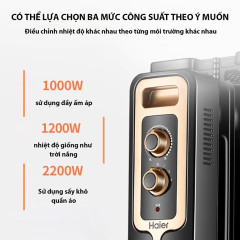 Quạt sưởi, máy sưởi, máy sấy quần áo, máy sưởi dầu Haier 13 Thanh HY2235-13B