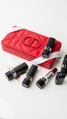 Set DIOR 5 Son Fullsize Hộp Đỏ Da - Rouge Dior Refillable Lipstick Collection