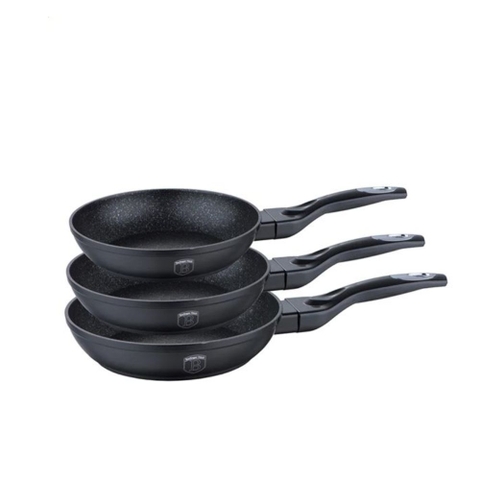 Bộ 3 chảo Berlinger Haus BH/6158F 3pcs Frypan Set 20 - 24 - 28cm chống dính phủ đá màu đen - Black Rose Collection