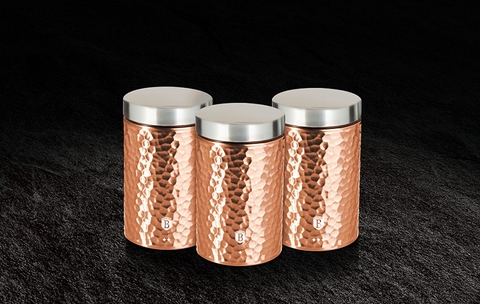 Bộ 3 hộp đựng thực phẩm Berlinger Haus BH/6715 -vàng hồng có vân