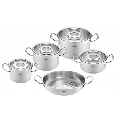 Bộ nồi Fissler Profi 5 món vung kính kèm chảo 2 quai 24cm made in Germany