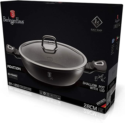 Nồi chảo 2 quai cầm có nắp Berlinger Haus BH/1850 28cm - màu đen/bạc