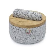 Bộ chày cối Joseph Joseph 20176 Dash Pestle & Mortar with Bamboo Lid - Granite (kèm nắp tre)