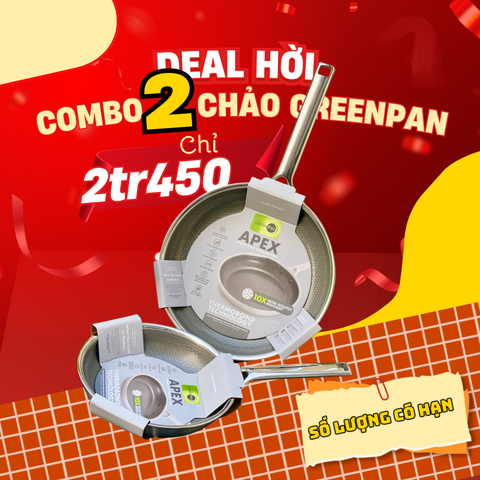Combo chảo chống dính Greenpan Apex tổ ong 20cm & 26cm