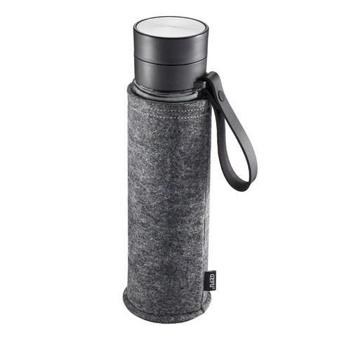 Bình thủy tinh borosilicate 2 lớp pha trà, ủ cold brew có túi xách và quai da mang đi GEFU 12796 Companion 450ml 2in1