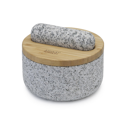 Bộ chày cối Joseph Joseph 20176 Dash Pestle & Mortar with Bamboo Lid - Granite (kèm nắp tre)