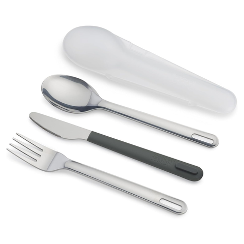 Bộ dao thìa dĩa Joseph Joseph 81135 Duo Steel Travel Cutlery màu Grey