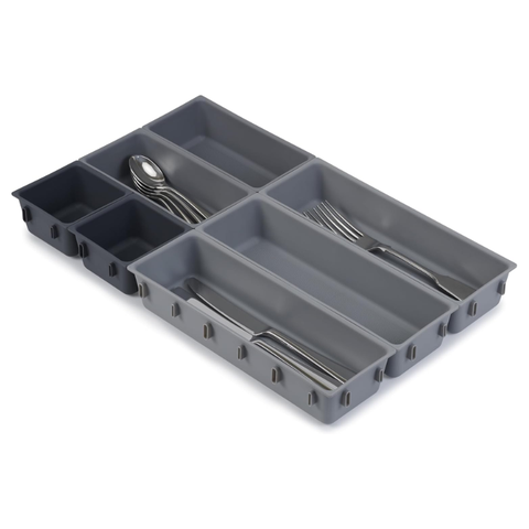 Khay chia ngăn kéo đựng dao dĩa Joseph Joseph 85199 Blox 7-piece Drawer Organiser Set - Grey