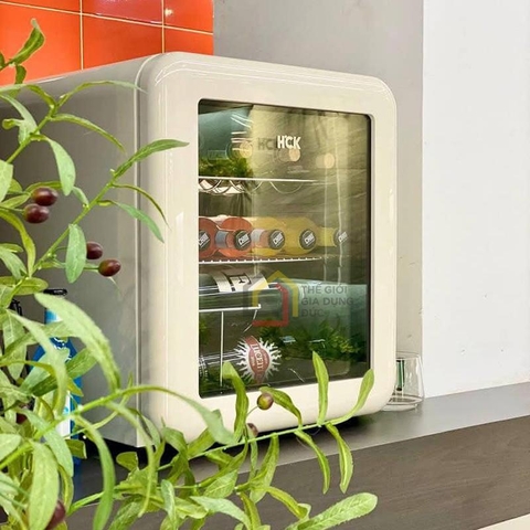 Tủ lạnh mini đựng đồ uống & mỹ phẩm HCK 48L 46RG màu kem mặt kính