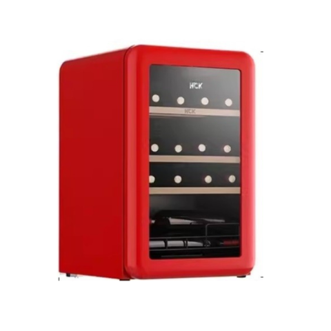 Tủ rượu HCK màu đỏ 22 chai có mặt kính (dung tích 70L)