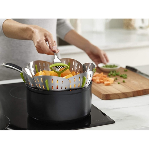 Xửng hấp Joseph Joseph 45033 Bloom™ Steel Zusammenklappbarer Dampfgareinsatz aus Edelstahl - Grün VE 4 (INOX)