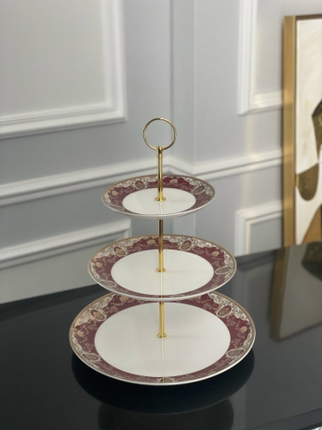 Đĩa 3 tầng hoa dây đỏ