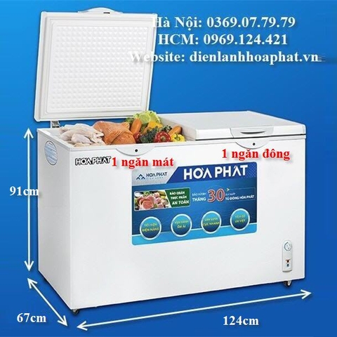 Tủ 1 ngăn đông + 1 ngăn mát 656 lít ( lòng sử dụng thực 280L) dài 1.24 mét
