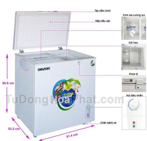 Tủ đông mini Hòa Phát 162l 1 ngăn đông chính hãng 