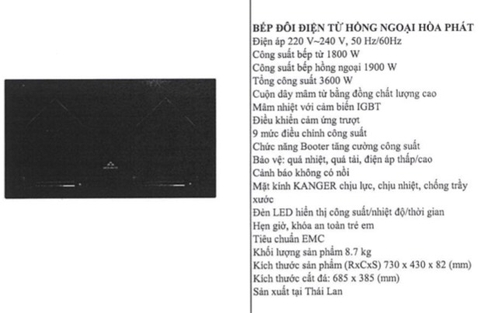 Bếp đôi điện từ hồng ngoại Hòa Phát HPC H21A2