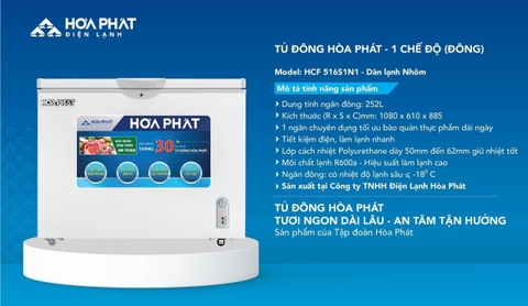 MẪU TỦ ĐÔNG HOÀ PHÁT 1 CHẾ ĐỘ 336l- 516l - 666l