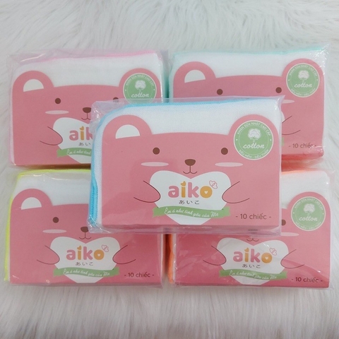 Set 10 khăn sữa xô 4 lớp Aiko lớn (28x35cm)