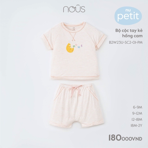 Bộ cài vai cộc Nous kẻ hồng cam