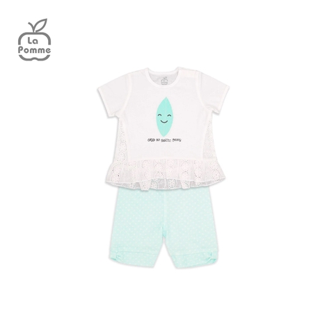 Bộ cộc tay La Pomme chấm bi xanh