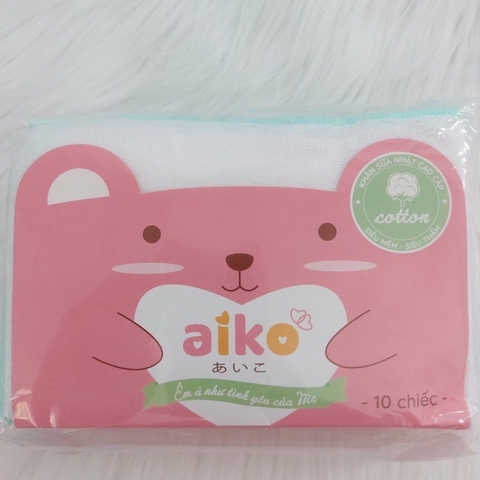 Set 10 khăn sữa xô 4 lớp Aiko lớn (28x35cm)