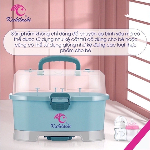 Giá úp bình sữa có nắp đậy Kichiachi