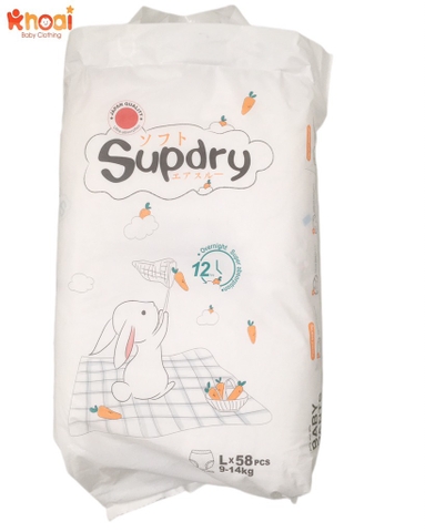 Tã quần Supdry trắng size L - 58 miếng (9-14kg)