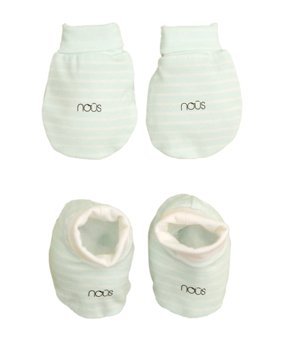 Set bao tay bao chân bo kẻ xanh trắng