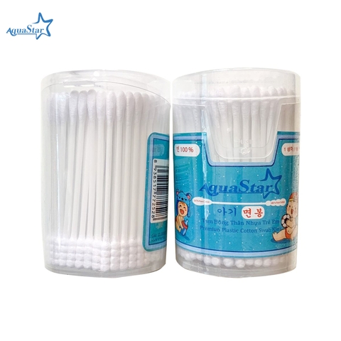 Tăm bông trẻ em Aquastar thân nhựa 200 que