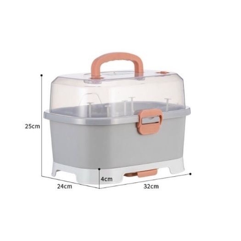 Giá úp bình sữa 2 van, có nắp đậy