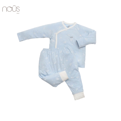 Bộ cài lệch xanh hình cừu và sao size Newborn (dành cho bé sơ sinh dưới 3.8Kg)
