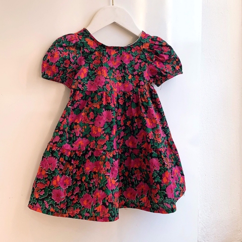 Đầm đai lưng hoa tím Op Kids