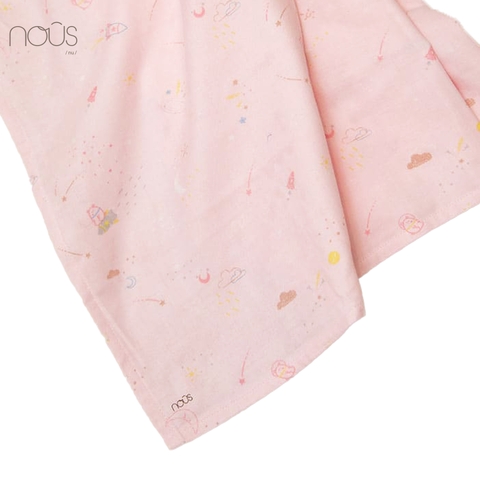 Khăn xô 2 lớp hồng gấu trăng sao