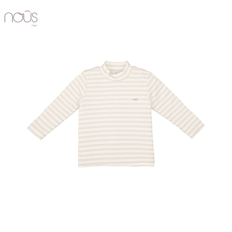 Áo cổ lọ 3cm kẻ trắng ghi