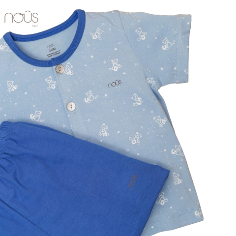 Bộ cài thẳng cộc petit xanh dương hoạ tiết