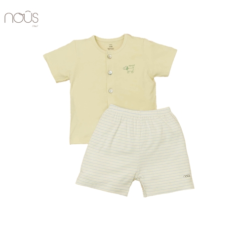 Bộ cài thẳng cộc petit kẻ hai xanh