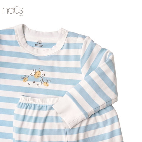 Bộ cài vai dài kẻ xanh trắng