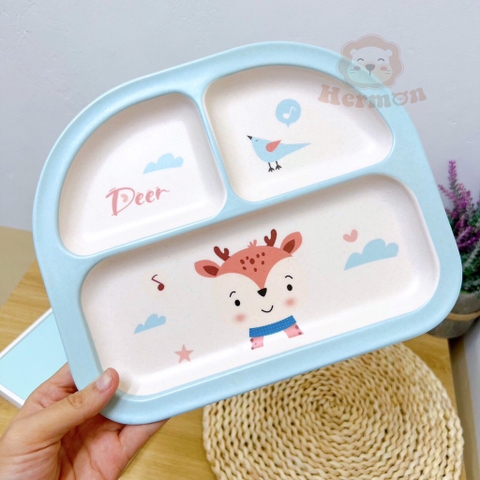 Khay ăn dặm 3 ngăn họa tiết động vật HM2807