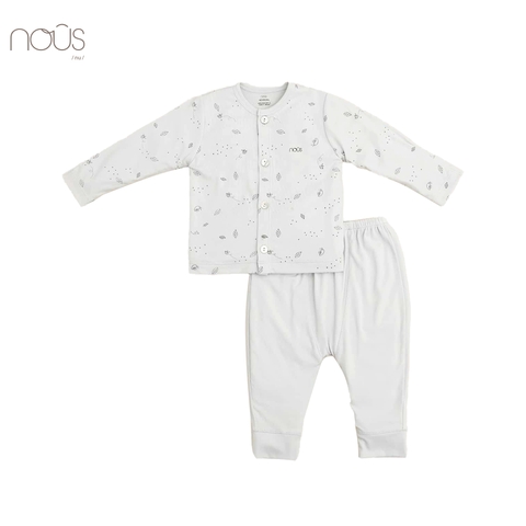 Bộ cài thẳng dài xanh hoạ tiết ốc sên size Newborn (dành cho bé sơ sinh dưới 3.8Kg)