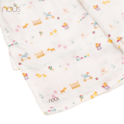 Khăn bamboo đồ chơi chấm bi xanh