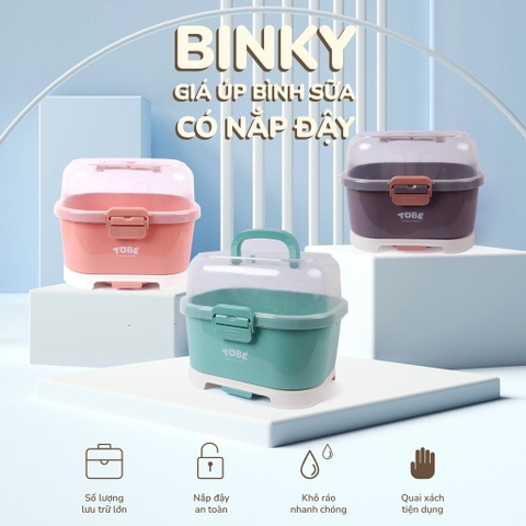 Giá úp bình sữa có nắp đậy Binky