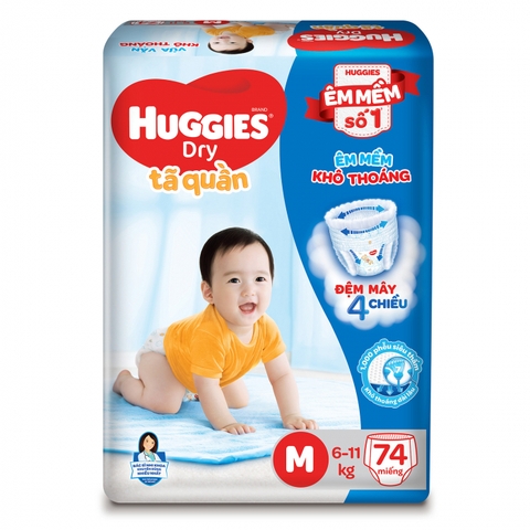 Tã quần Huggies Dry size M 74 miếng (6-11kg)