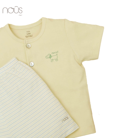 Bộ cài thẳng cộc petit kẻ hai xanh