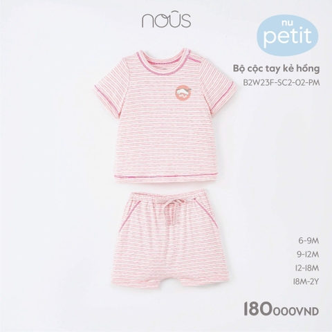 Bộ cài vai cộc Nous kẻ hồng