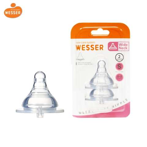Vỉ 2 núm ty Wesser cổ rộng siêu mềm size S
