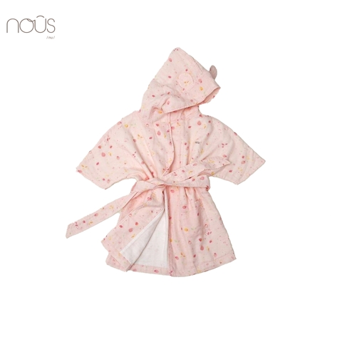 Áo choàng tắm kid hồng hình hoa quả