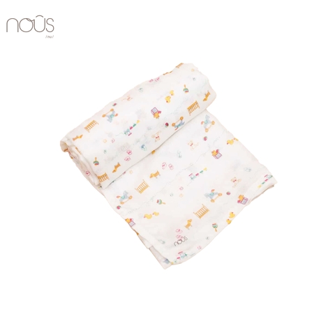 Khăn bamboo đồ chơi chấm bi xanh