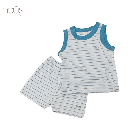 Bộ ba lỗ petit kẻ xanh trắng