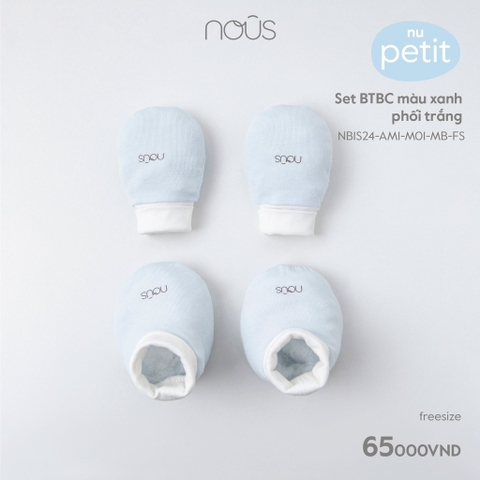 Set bao tay bao chân Nous màu xanh phối trắng