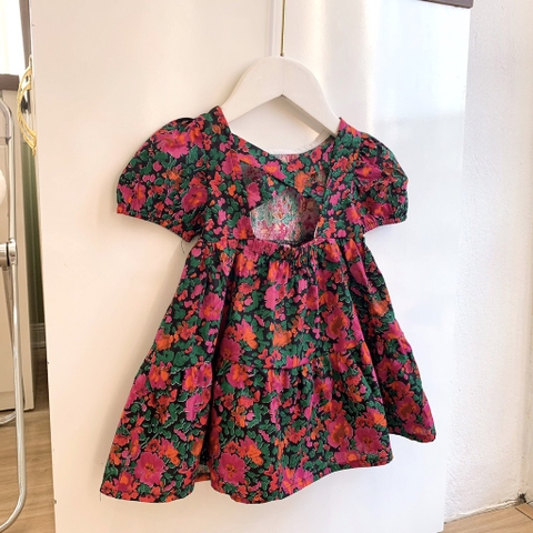 Đầm đai lưng hoa tím Op Kids